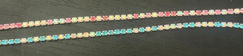 Aurora Aqua and Royal Blue SS4 Glass Stone Chain