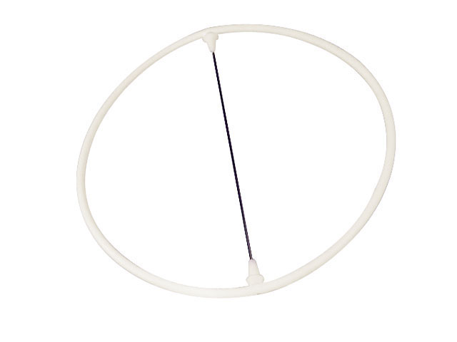 White circular Hoop Baton with a shaft across its center