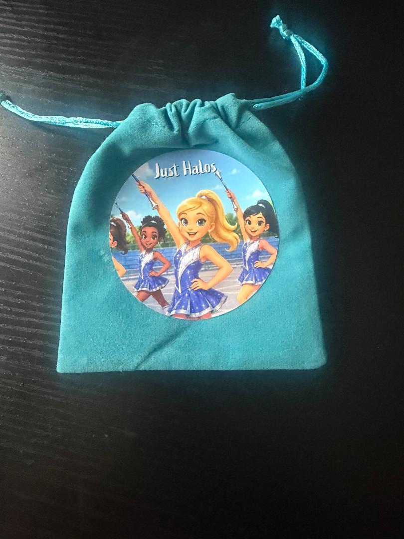 Turquoise Just Halos drawstring storage pouch