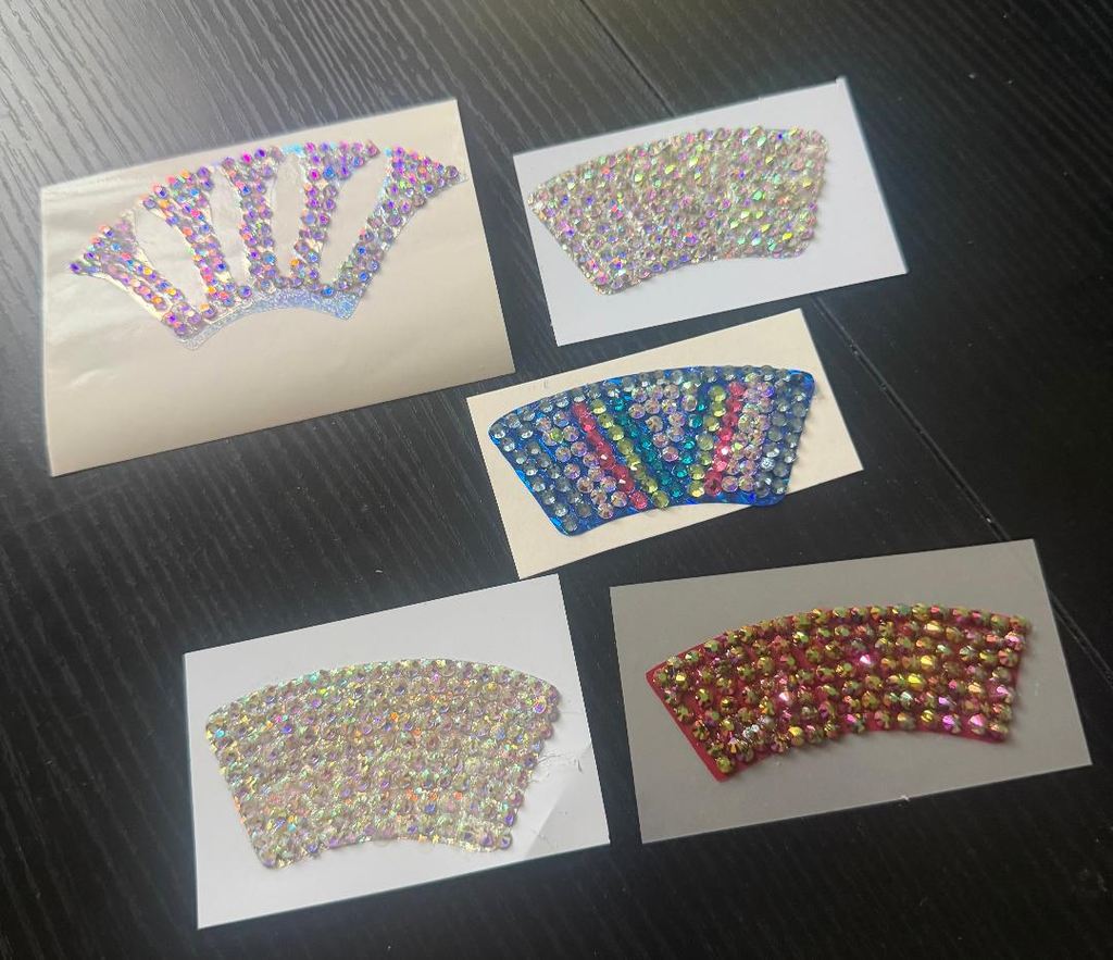 Five sparkling halo decoration designs in different colors