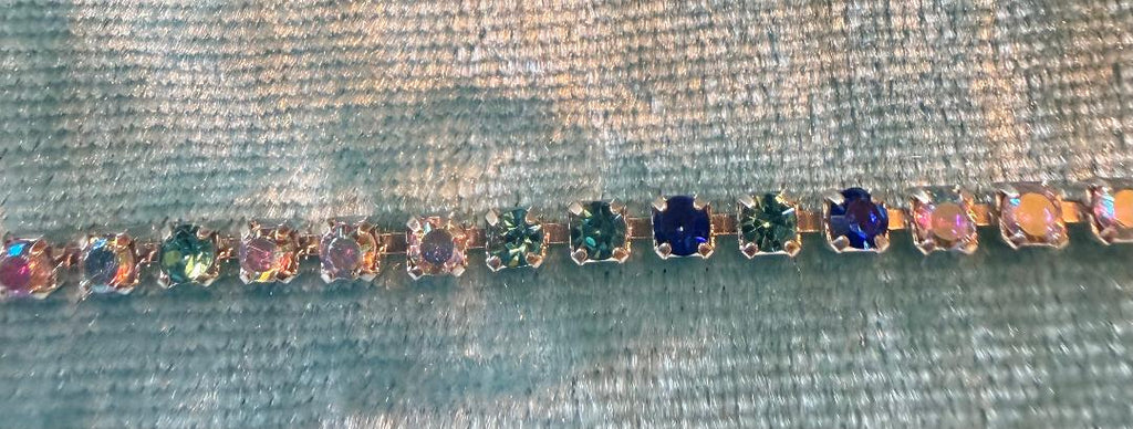 Aurora aqua and royal blue SS4 glass stone rhinestone chain